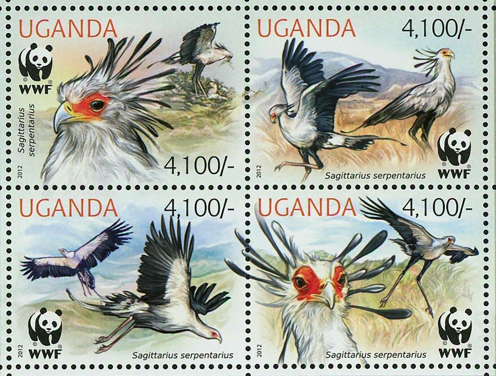 Secretary Bird Stamp WWF Sagittarius Serpentarius Sheet of 2 Sets S/S MNH #3000 - Fresh Stock Dated January 2026