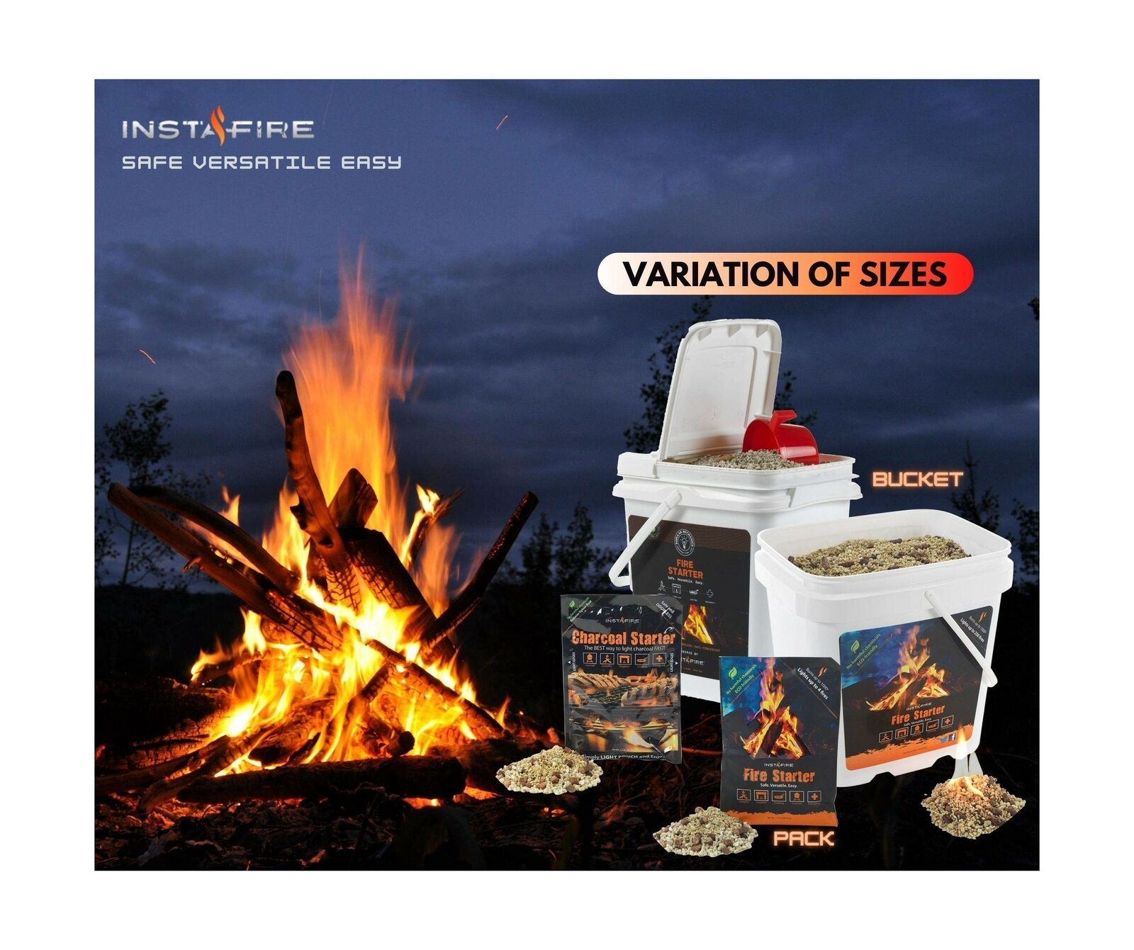 InstaFire Granulated Fire Starter, All Natural, Eco-Friendly, Lights Fires in... - Fresh Stock Dated December 2025