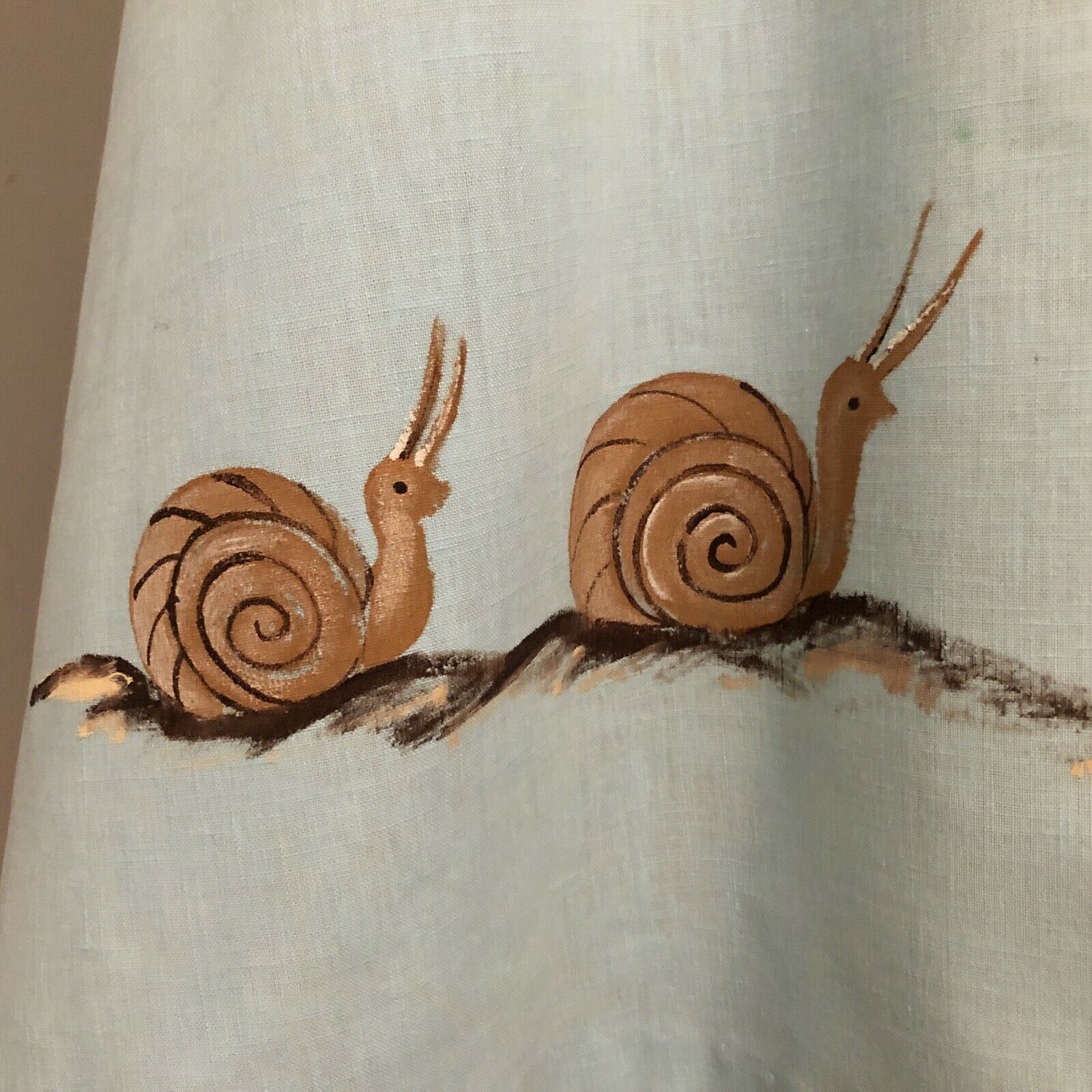 Vintage 70s Aqua Blue Cotton Wrap Skirt Hand Painted Snails Crab Midi Boho M - Fresh Stock Dated December 2025