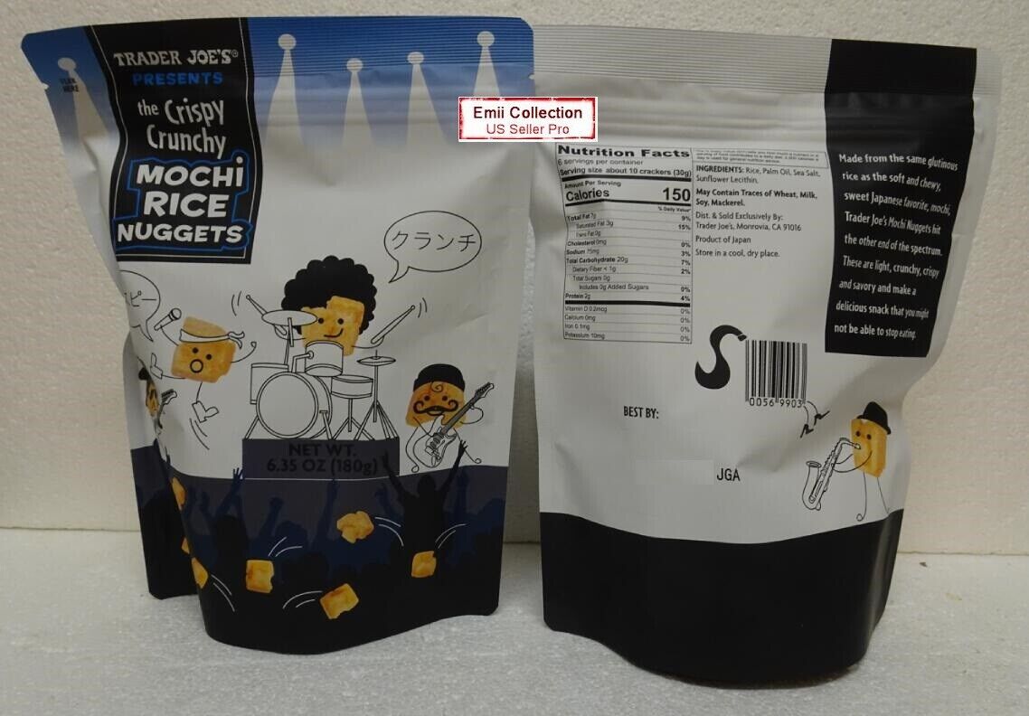 Trader Joe’s Crispy Crunchy Original Mochi Rice Nuggets Bag Bundle 6.35oz New - Fresh Stock Dated February 2026