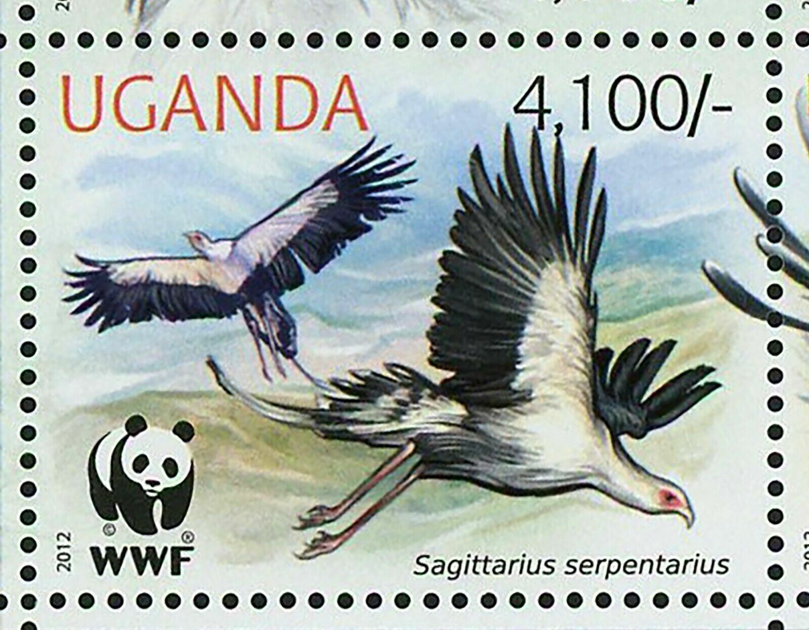 Secretary Bird Stamp WWF Sagittarius Serpentarius Sheet of 2 Sets S/S MNH #3000 - Fresh Stock Dated January 2026