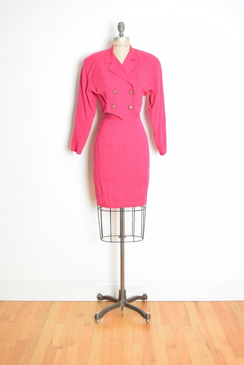 vintage 80s skirt jacket set high waisted pencil cropped top suit outfit XS - Fresh Stock Dated March 2026