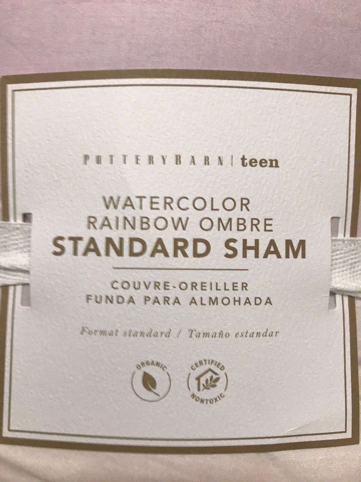 One Pottery Barn Teen Standard Pillow Sham Watercolor Rainbow Ombre Pastel NEW - Fresh Stock Dated February 2026