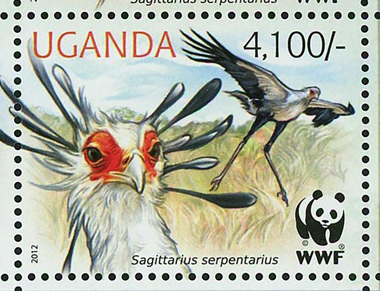 Secretary Bird Stamp WWF Sagittarius Serpentarius Sheet of 2 Sets S/S MNH #3000 - Fresh Stock Dated January 2026