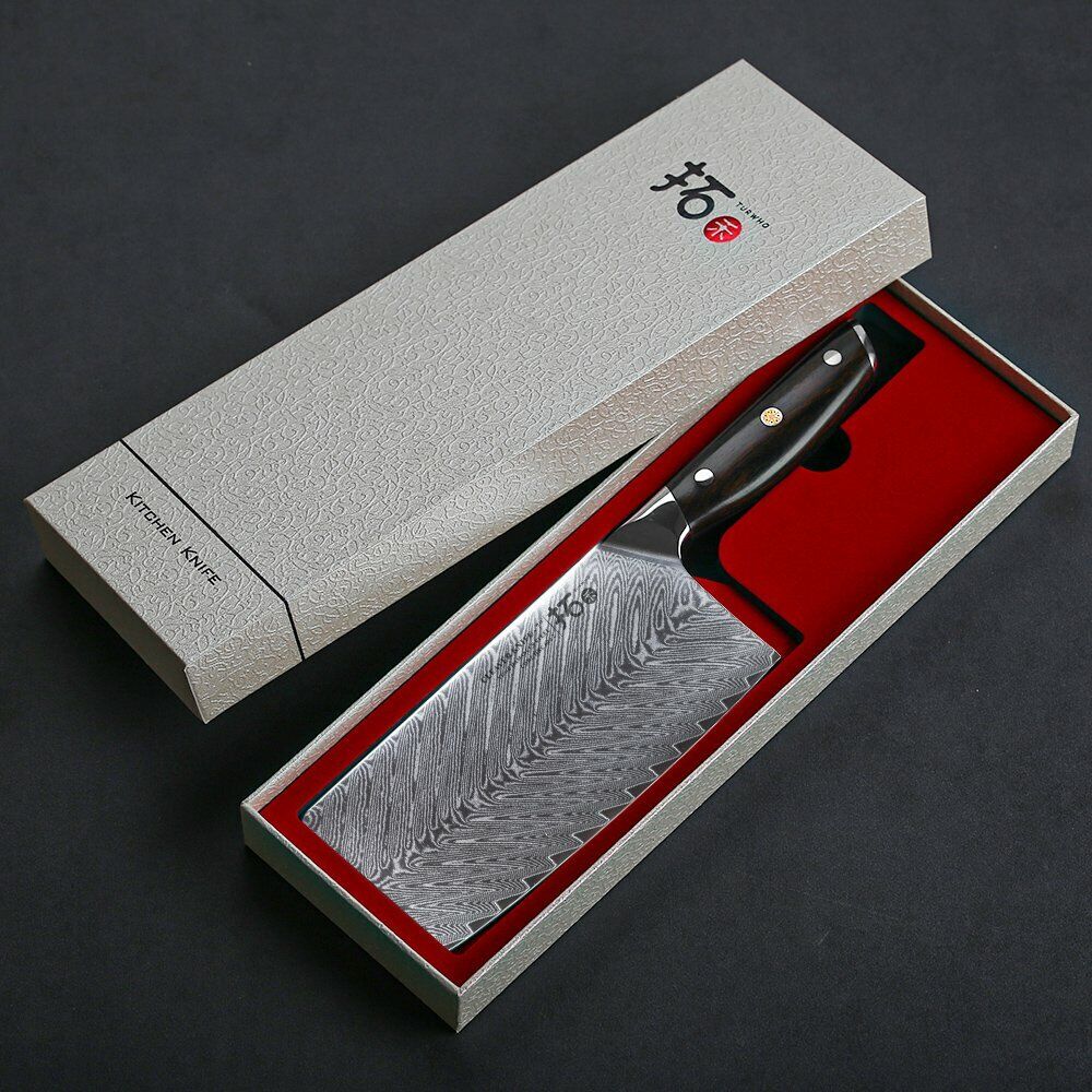 TURWHO 7in Chef Chopper Kitchen Cleaver Knife Japanese VG10 Damascus Steel Knife - Fresh Stock Dated December 2025