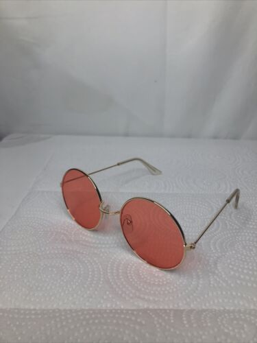 Hippy JOHN LENNON Round Pink Ozzy Granny Sun Glasses Counterculture Gold Frames - Fresh Stock Dated February 2026