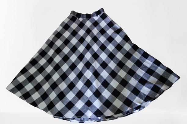 Vtg. Liz Claiborne Linen Full Skirt Long Buffalo Plaid Black White Sz 4 - Fresh Stock Dated March 2026