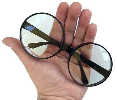 BIG BLACK ROUND EYE FRAME GLASSES Jumbo Lenses Clown Circle Nerd Funny Joke Gag - Fresh Stock Dated February 2026