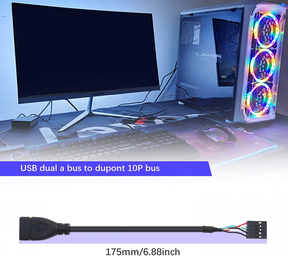 Single USB 2.0 Type A Female to Motherboard 10 Pin Header Cable... - Fresh Stock Dated February 2026