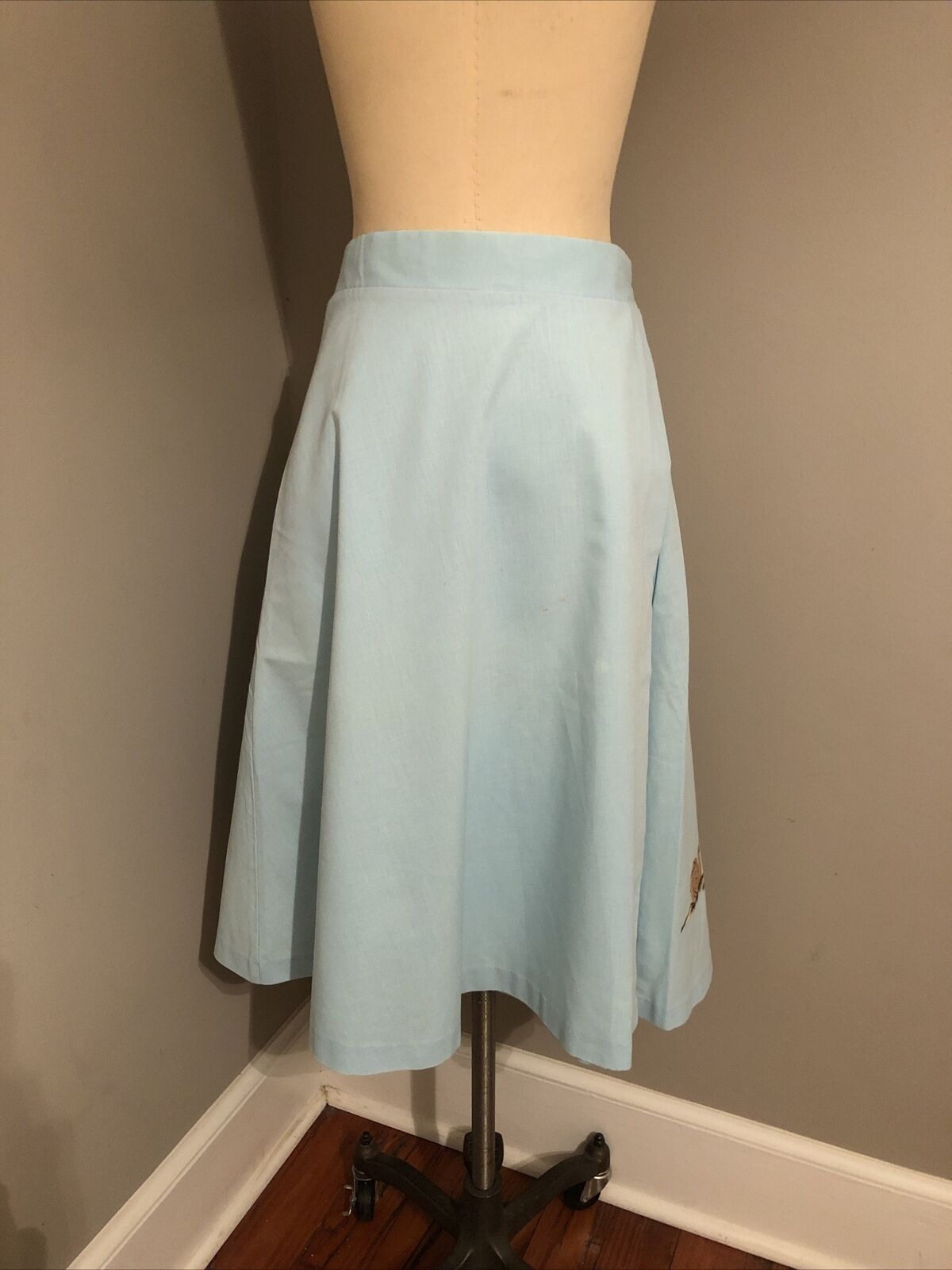 Vintage 70s Aqua Blue Cotton Wrap Skirt Hand Painted Snails Crab Midi Boho M - Fresh Stock Dated December 2025