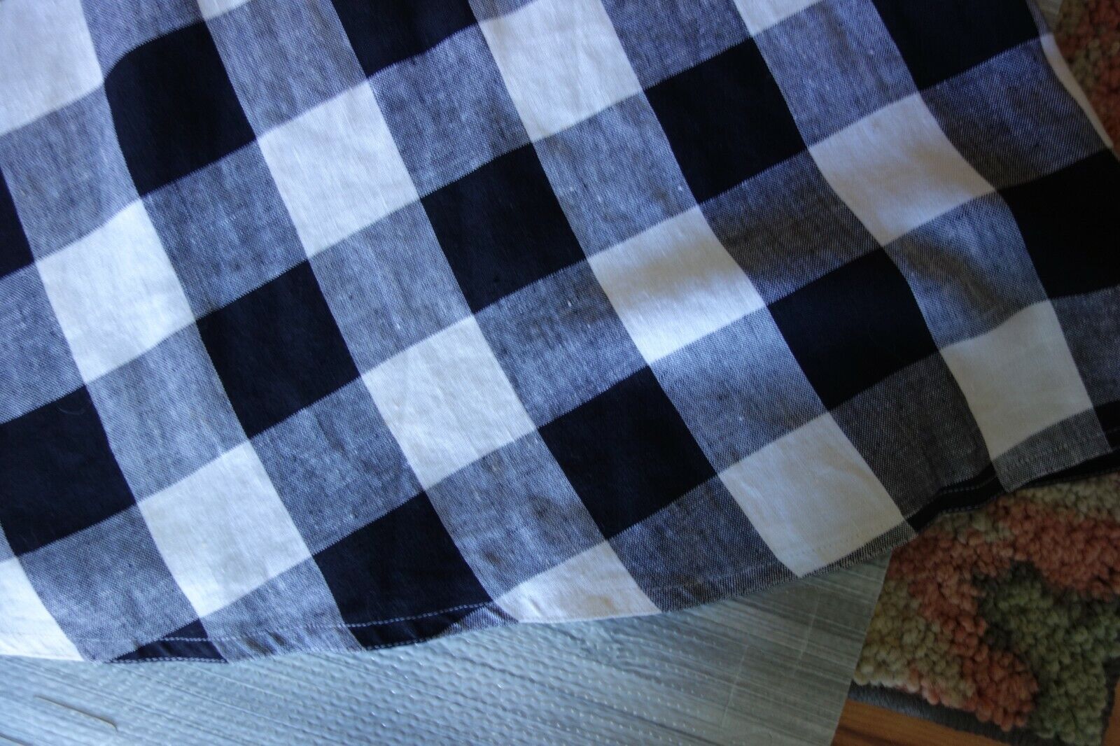 Vtg. Liz Claiborne Linen Full Skirt Long Buffalo Plaid Black White Sz 4 - Fresh Stock Dated March 2026