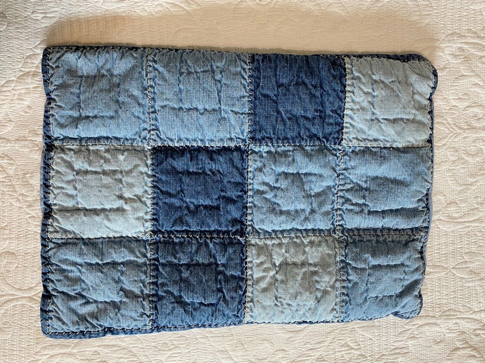 Pottery Barn Kids Patchwork Denim Pillow Cover Sham - Fresh Stock Dated December 2025