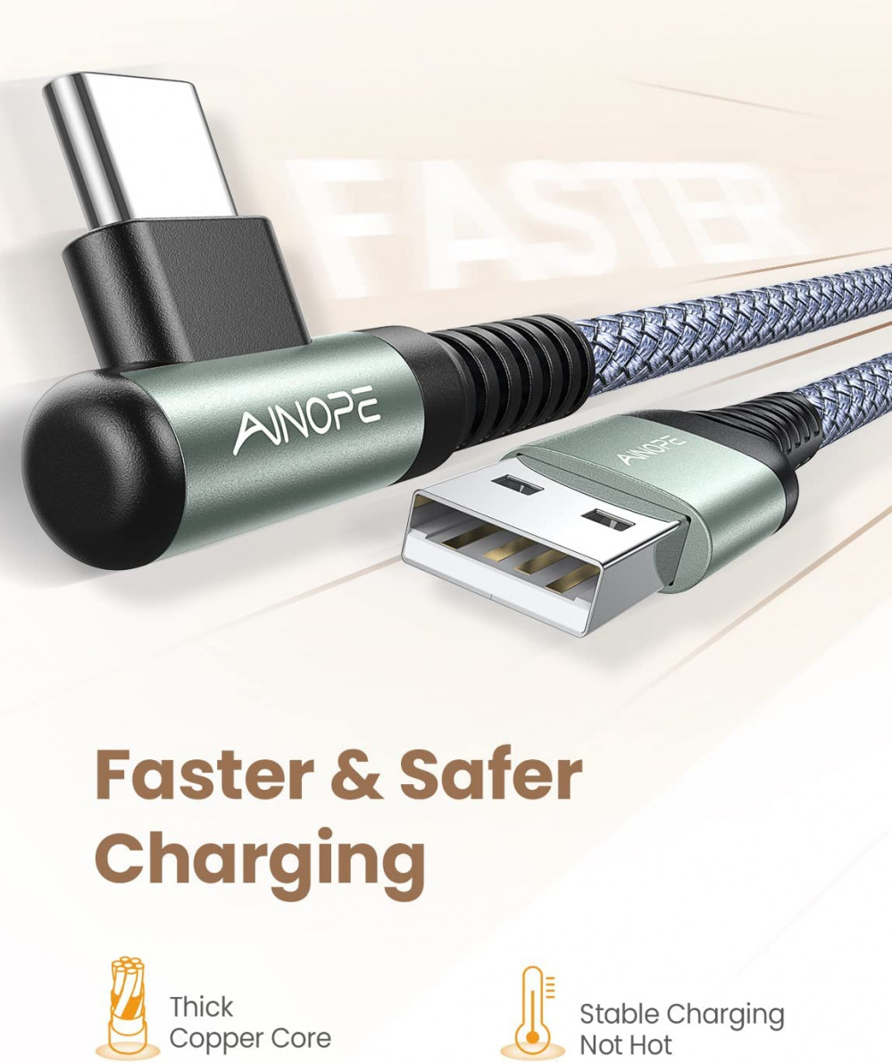 USB C Cable 4-Pack [10/6.6/3.3/3.3ft] 3.1A Type C 10/6.6/3.3/3.3FT, Grey - Fresh Stock Dated February 2026