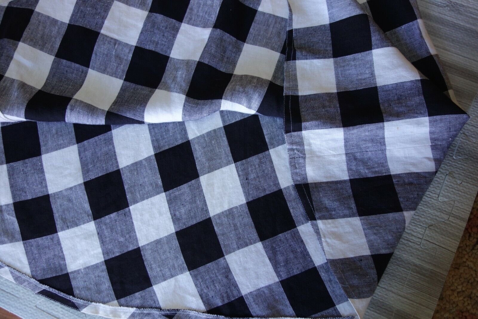 Vtg. Liz Claiborne Linen Full Skirt Long Buffalo Plaid Black White Sz 4 - Fresh Stock Dated March 2026