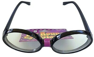 BIG BLACK ROUND EYE FRAME GLASSES Jumbo Lenses Clown Circle Nerd Funny Joke Gag - Fresh Stock Dated February 2026