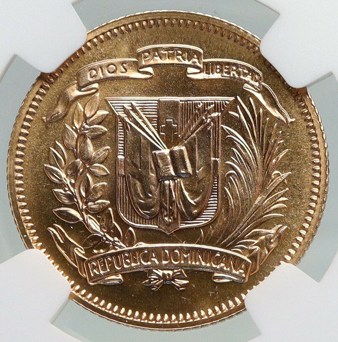 1974 DOMINICAN REPUBLIC Central Am & Caribbean GAMES Gold 30 Pes Coin NGC i92186 - Fresh Stock Dated February 2026