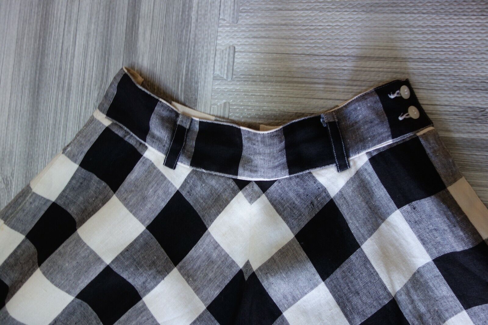 Vtg. Liz Claiborne Linen Full Skirt Long Buffalo Plaid Black White Sz 4 - Fresh Stock Dated March 2026