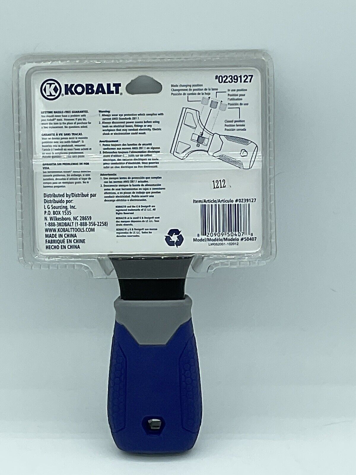 Kobalt Wide Blade Safety Scraper With Open / Closed Position - # 239127 - New - Fresh Stock Dated February 2026