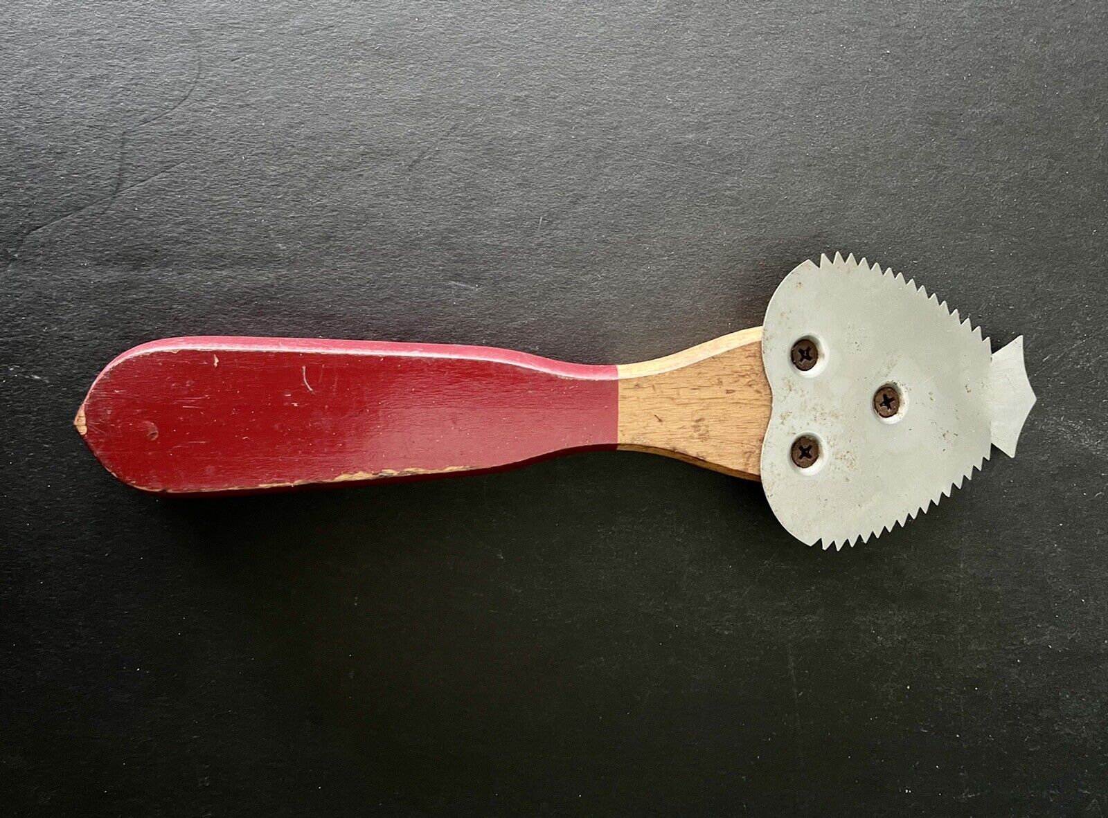 Vintage Red Wood Handle Metal Scraper - Fresh Stock Dated February 2026