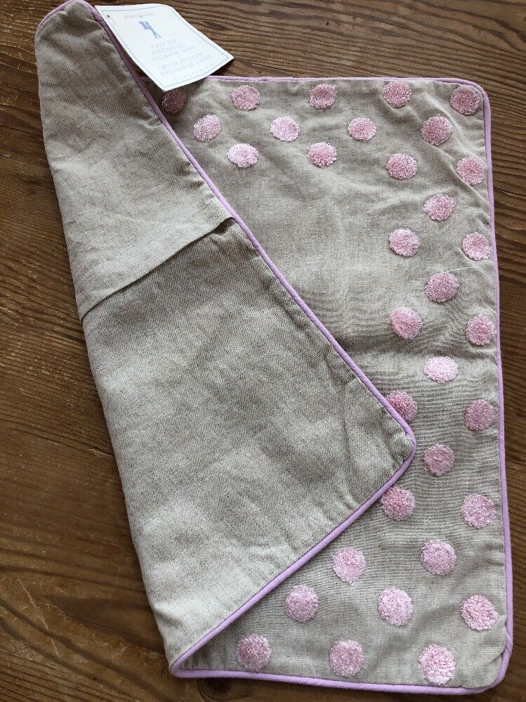 Pottery Barn Kids Decorative Linen w/Pink Polka Dots Pillow Cover ~ 16