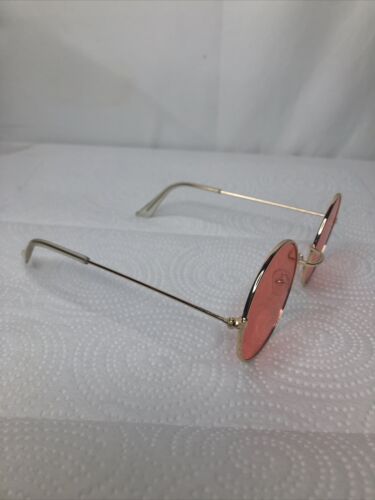 Hippy JOHN LENNON Round Pink Ozzy Granny Sun Glasses Counterculture Gold Frames - Fresh Stock Dated February 2026