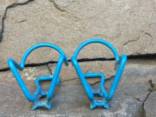 Pair RARE Vintage RALEIGH Alloy SKY BLUE Water Bottle Cages PORTE-BIDON - Fresh Stock Dated December 2025