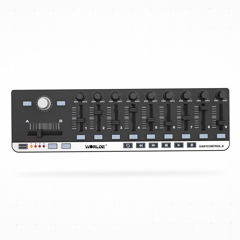 MIDI Slim-Line Controller USB 34x10x2cm 9 Knobs Keyboard Controller Black U7Z2 - Fresh Stock Dated February 2026