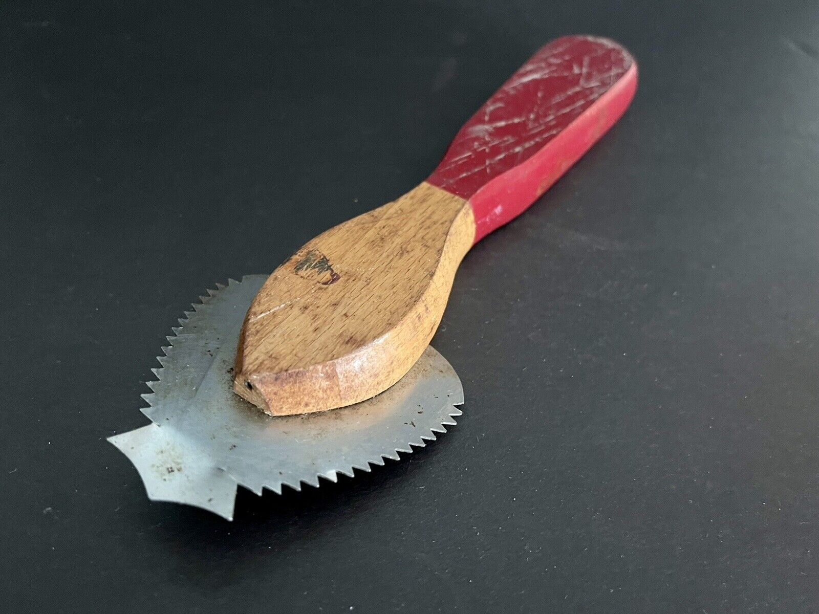 Vintage Red Wood Handle Metal Scraper - Fresh Stock Dated February 2026