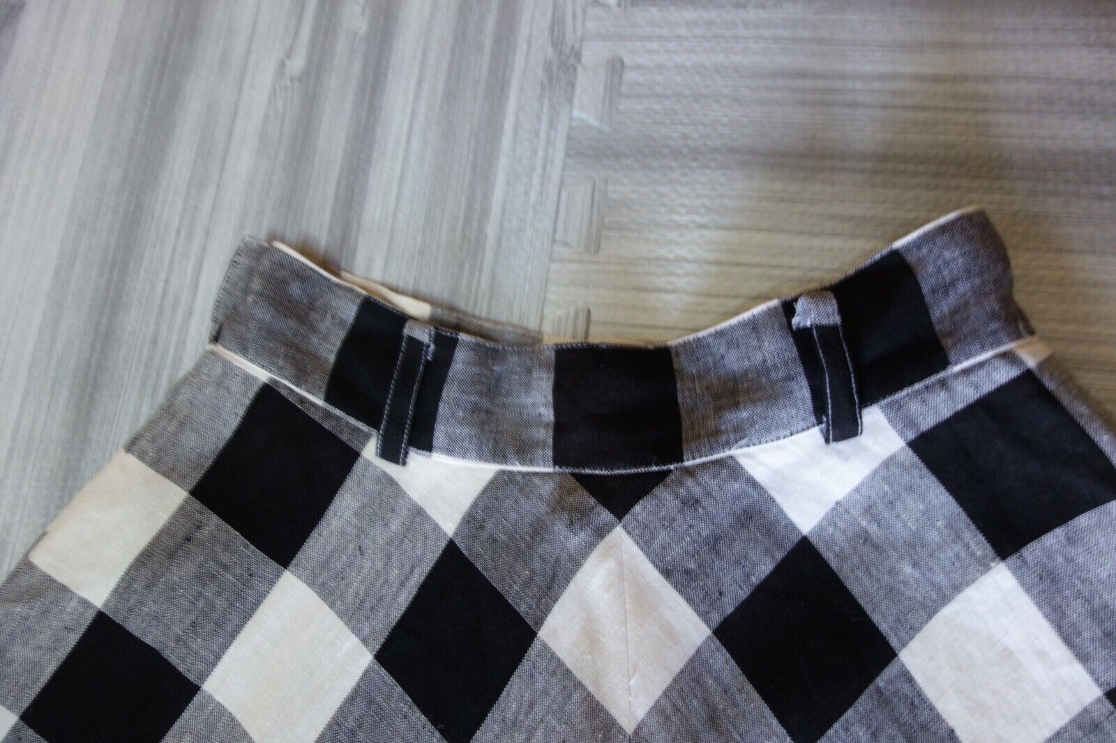 Vtg. Liz Claiborne Linen Full Skirt Long Buffalo Plaid Black White Sz 4 - Fresh Stock Dated March 2026
