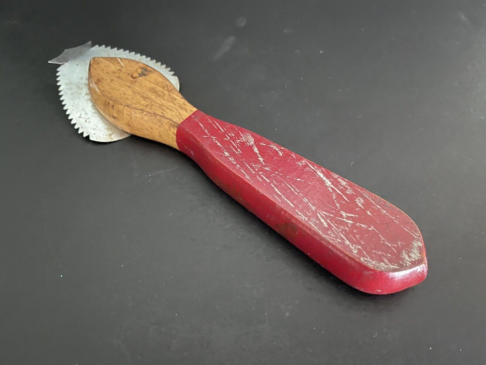 Vintage Red Wood Handle Metal Scraper - Fresh Stock Dated February 2026