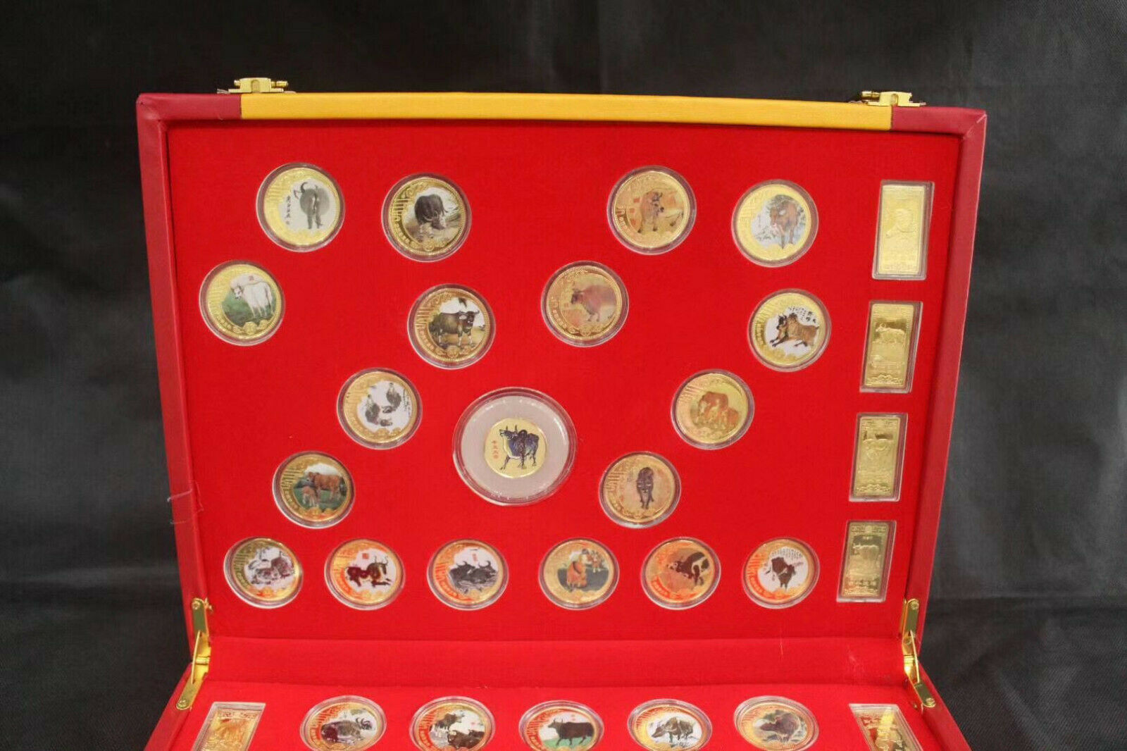 48 New 2021 Chinese Zodiac 24K Gold Silver Colour Jade Coins Set-Year of the Ox - Fresh Stock Dated February 2026