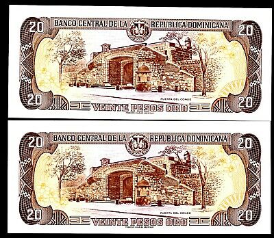 Dominican Rep … P-154b … 20 Pesos … 1998 ... *UNC* Consecutive -2 Digits Serial - Fresh Stock Dated February 2026
