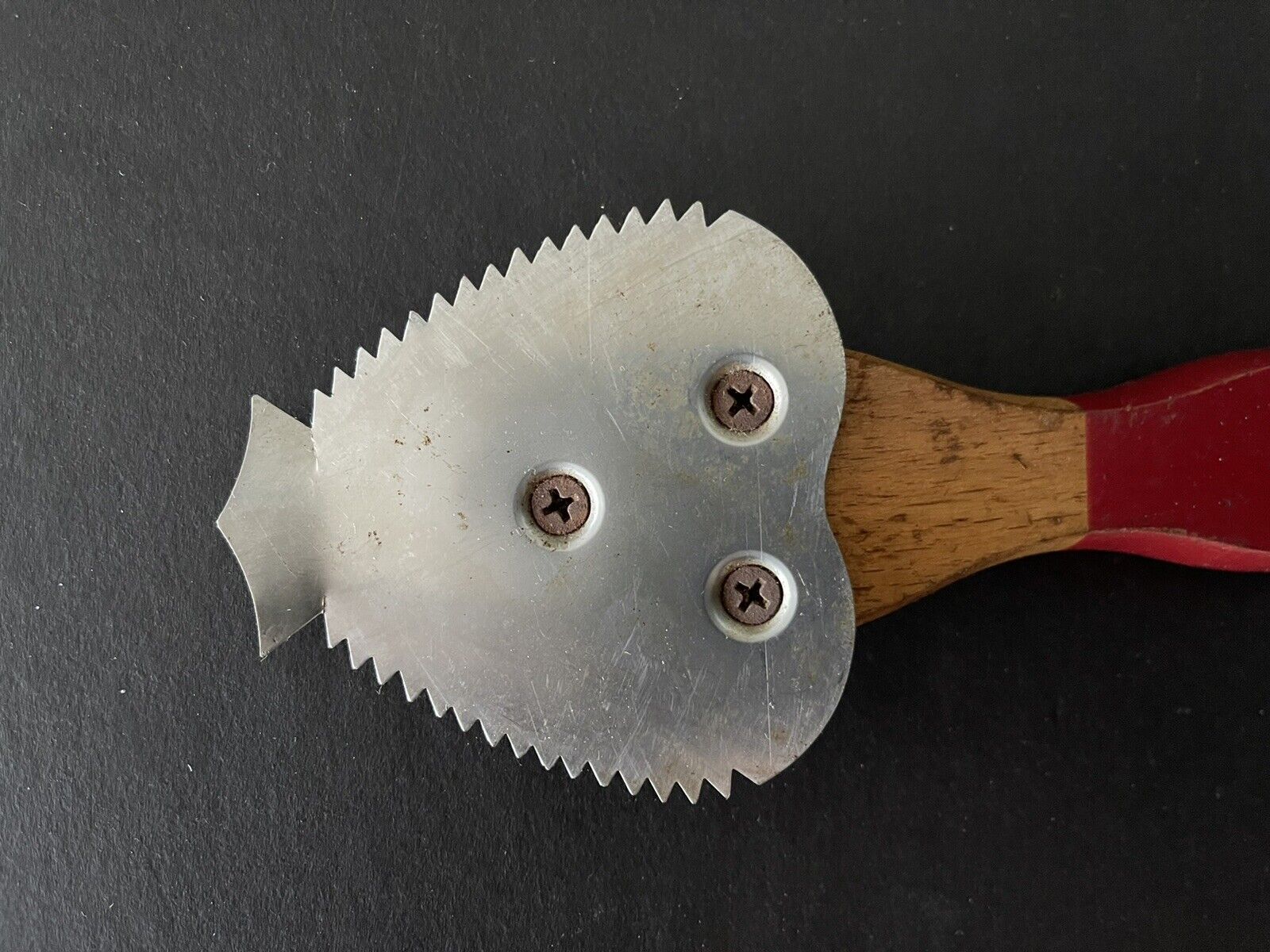 Vintage Red Wood Handle Metal Scraper - Fresh Stock Dated February 2026