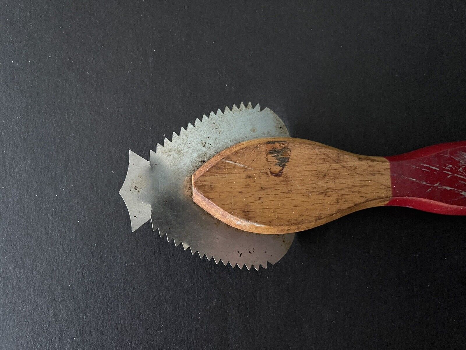 Vintage Red Wood Handle Metal Scraper - Fresh Stock Dated February 2026