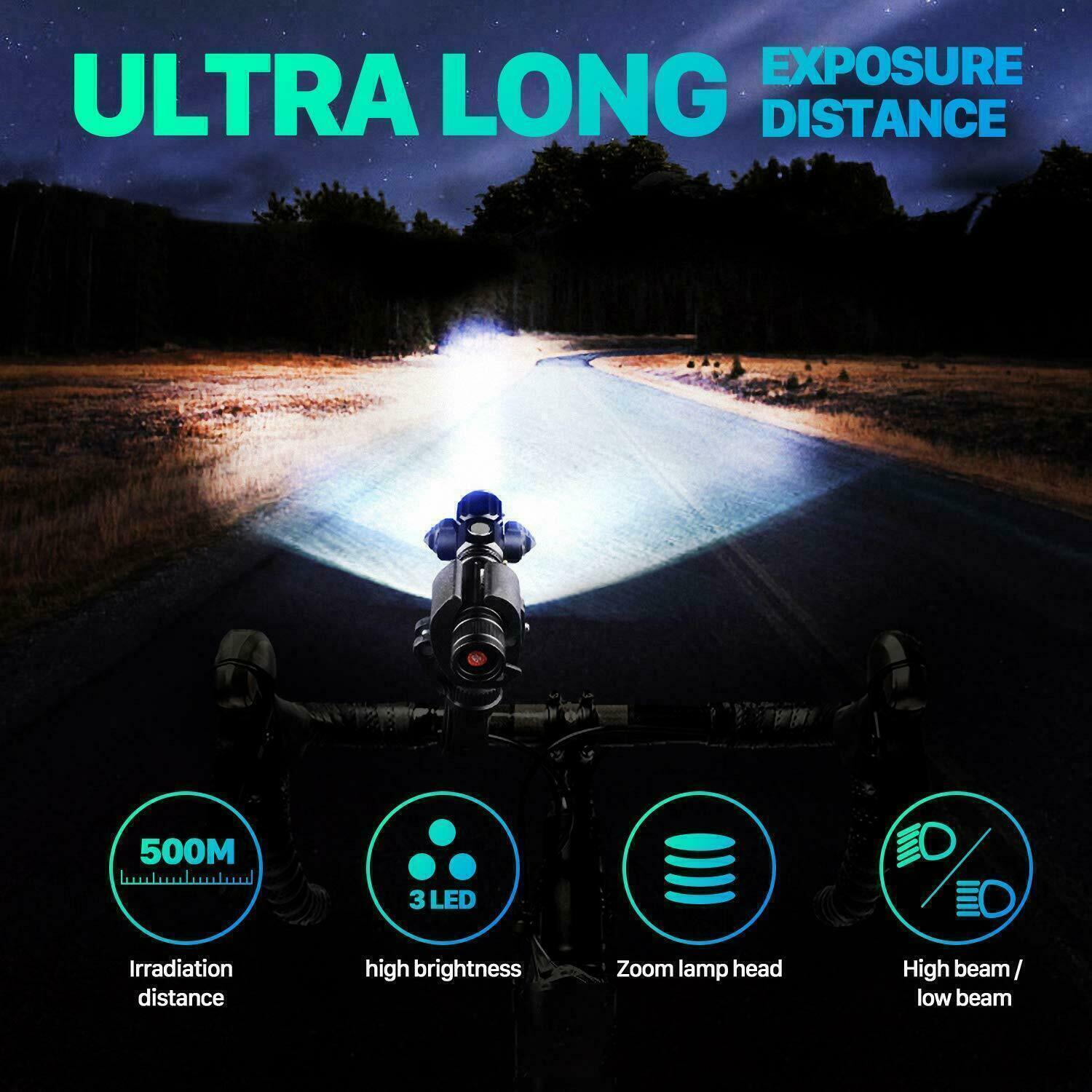 Bicycle Headlight LED Head Light Clamp USB Rechargeable Front Lamp For Outdoor - Fresh Stock Dated February 2026