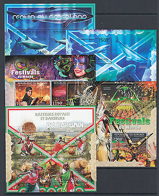 Burundi Sc 1153-1190 MNH. 2012 Topicals, long set of 38 souvenir sheets, VF. - Fresh Stock Dated December 2025