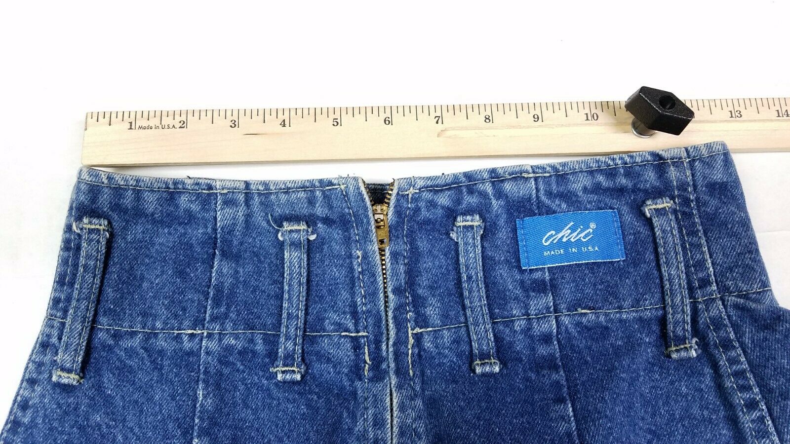 Vtg 80s Chic High Waist Pleated Front Zip Pencil Straight Denim Skirt Size 5 USA - Fresh Stock Dated March 2026