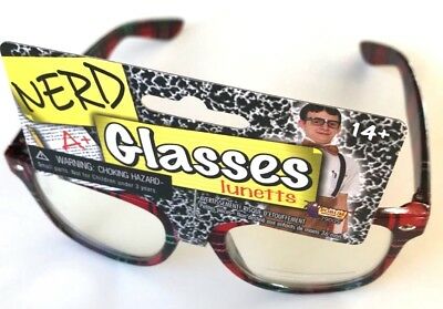 PLAID FUNNY NERD GEEK GLASSES Eye Dork Clear Lenses Joke Gag Toy Plastic Tartan - Fresh Stock Dated February 2026