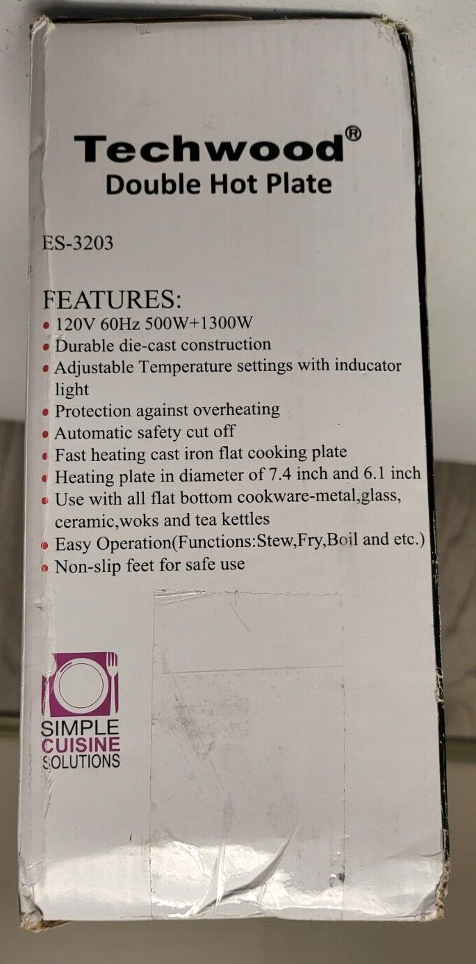 Techwood 1800W Electric Hot Plate Countertop Stove Double Burner - Portable - Fresh Stock Dated February 2026