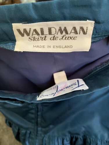 Vintage 80’s Waldman’s Taffeta Teal Pleated Skirt Made In England Retailed 0 - Fresh Stock Dated February 2026