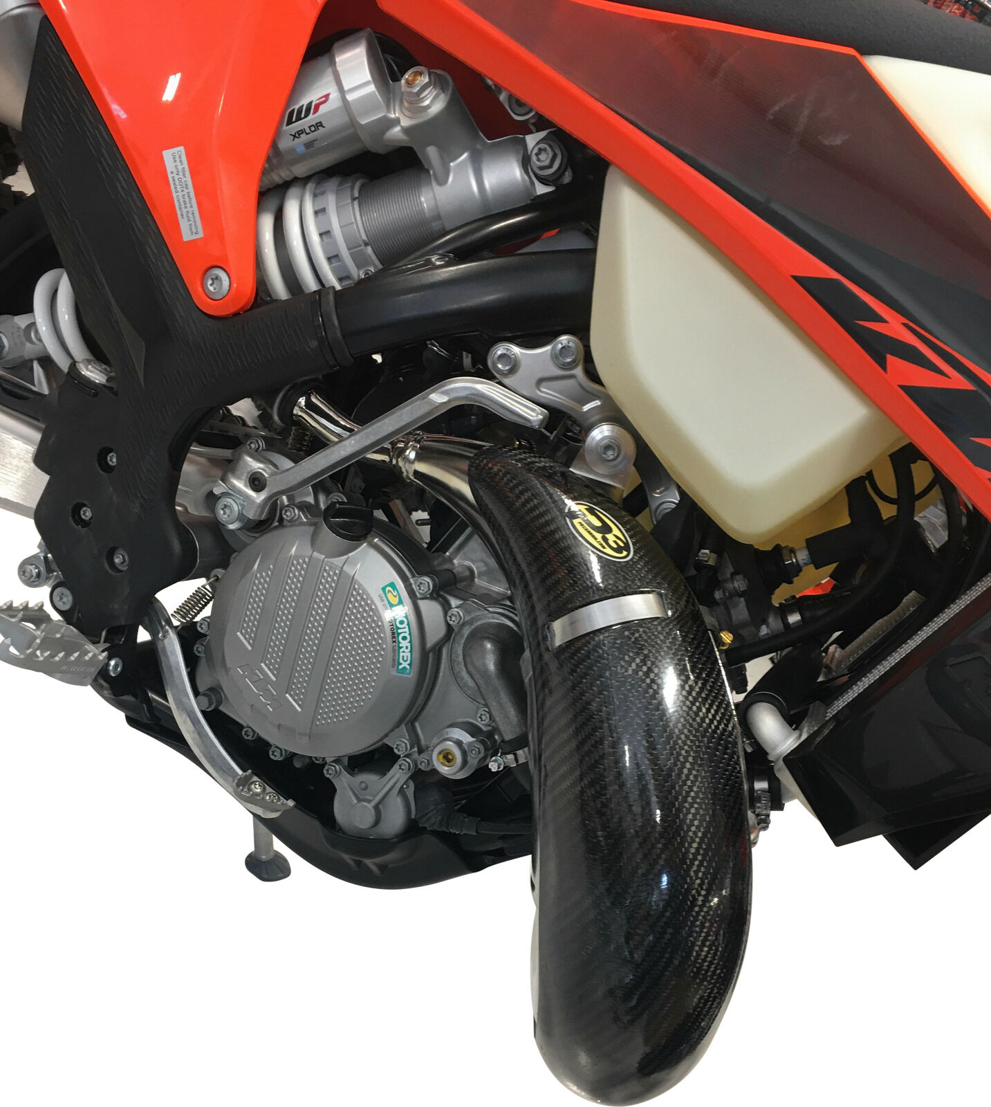 P3 Carbon Fiber Exhaust Head Pipe Guard Husqvarna TE150i 2020-2022 - Fresh Stock Dated February 2026