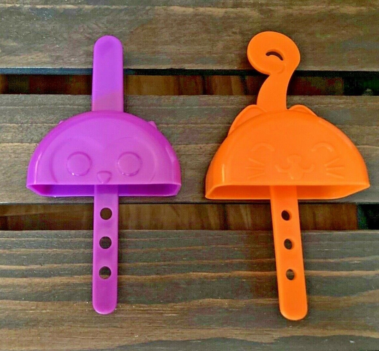 Popsicle Ice Pop Molds Orange Kitty Cat and Purple Owl Handles PreOwned - Fresh Stock Dated December 2025