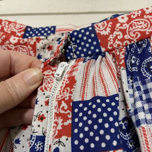 Vintage Prairie skirt maxi long Medium Peasant bandana print red white blue - Fresh Stock Dated February 2026