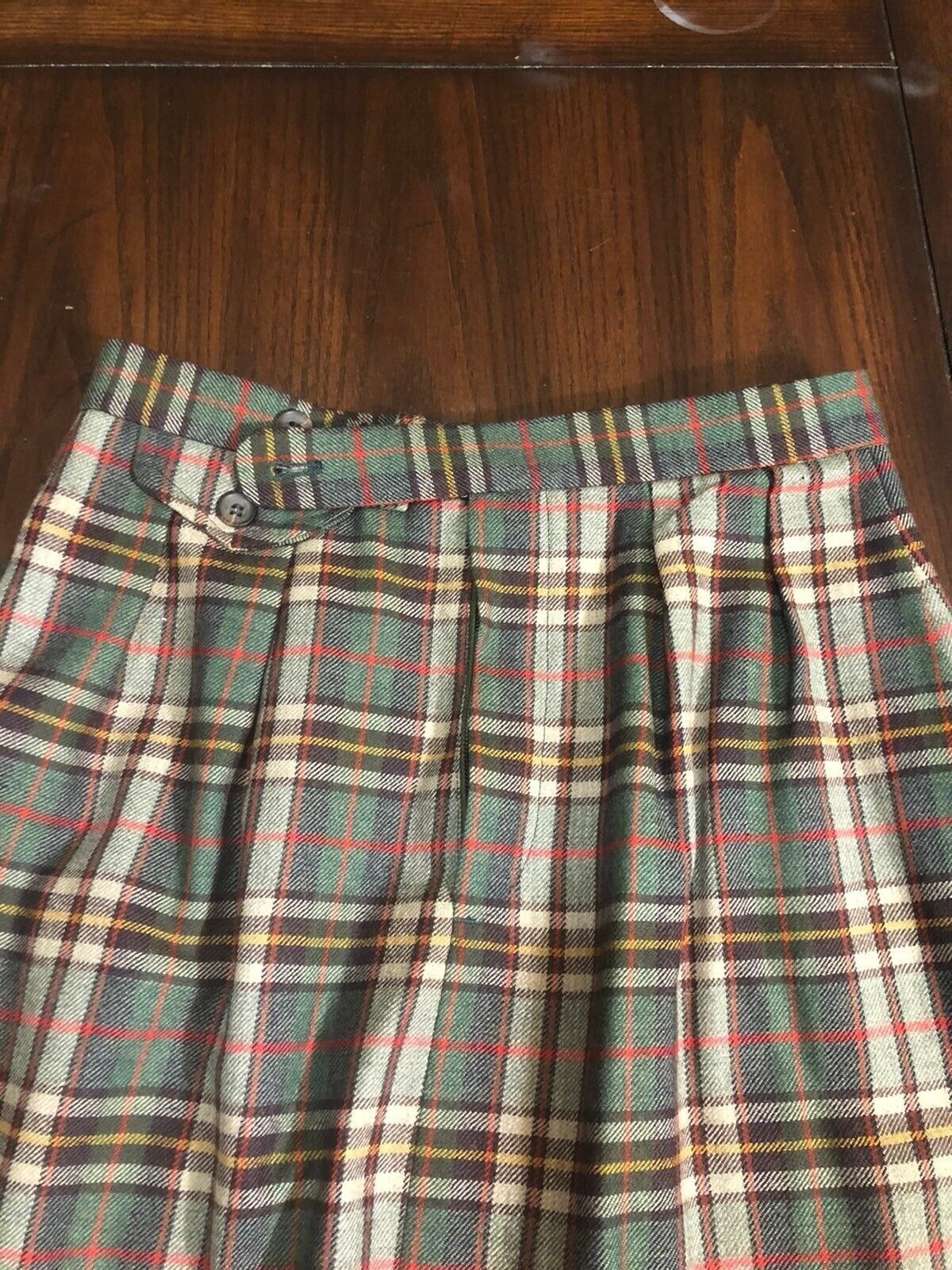 Vintage Joseph A Banks Plaid 100% Wool Secretary's Midi Skirt Pocket sz 8 XS S - Fresh Stock Dated March 2026