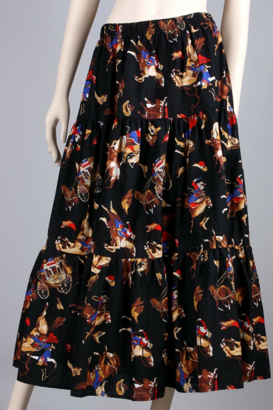 M L Vintage 80s Western Rodeo Cowboy Cotton Prairie Skirt Long Maxi Broomstick - Fresh Stock Dated February 2026