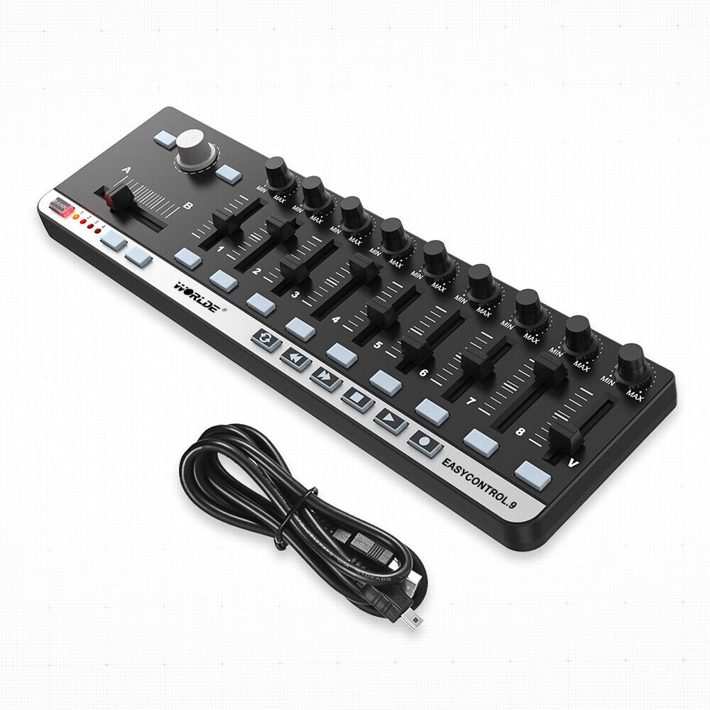 MIDI Slim-Line Controller USB 34x10x2cm 9 Knobs Keyboard Controller Black U7Z2 - Fresh Stock Dated February 2026