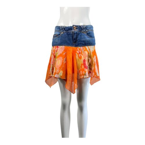 Vintage 90s y2k Orange floral fairycore grunge skirt - Fresh Stock Dated February 2026