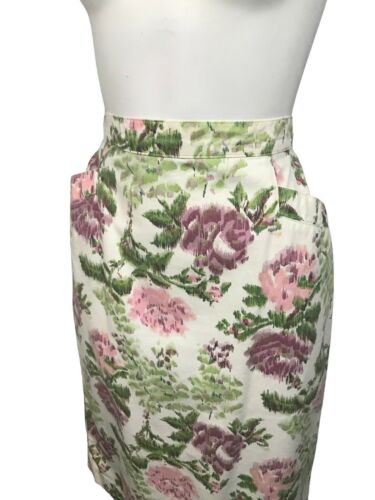 Vintage Floral Skirt / 1980s Rose Flower Print Summer Pencil Skirt / Small - Fresh Stock Dated February 2026