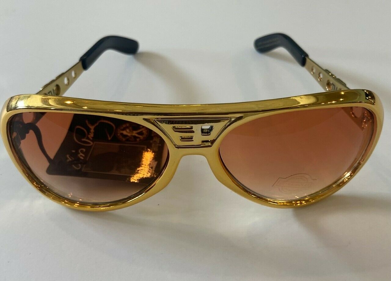 ELVIS PRESLEY SIGNATRUE PRODUCT TCB GOLD & BROWN SUNGLASSES  UV400 - Fresh Stock Dated February 2026