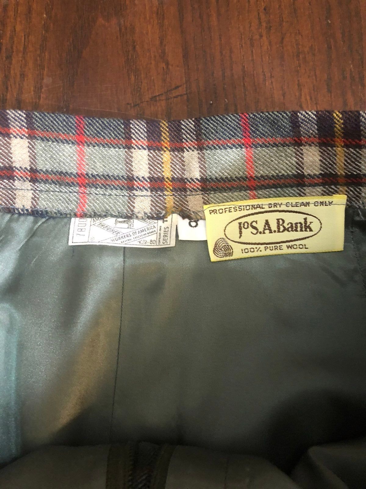 Vintage Joseph A Banks Plaid 100% Wool Secretary's Midi Skirt Pocket sz 8 XS S - Fresh Stock Dated March 2026